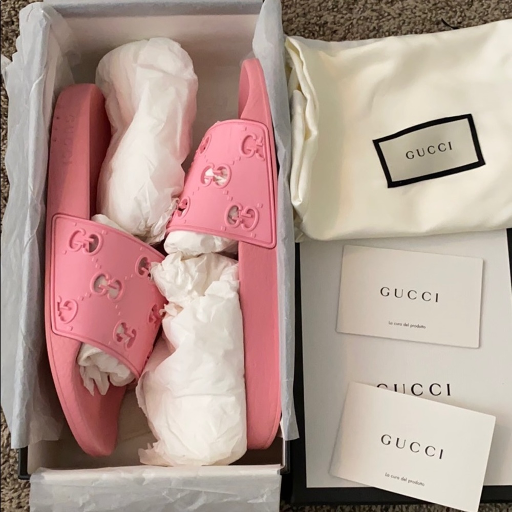 Gucci slides.